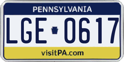PA license plate LGE0617