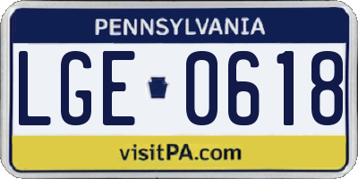 PA license plate LGE0618