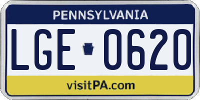 PA license plate LGE0620