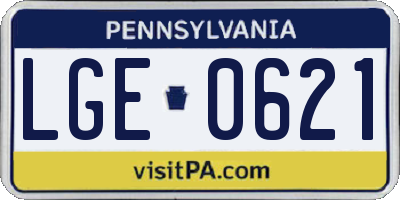 PA license plate LGE0621