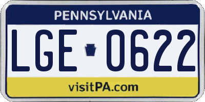 PA license plate LGE0622