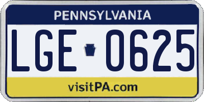 PA license plate LGE0625