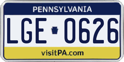 PA license plate LGE0626