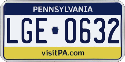 PA license plate LGE0632