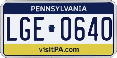 PA license plate LGE0640