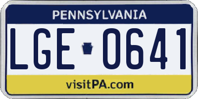 PA license plate LGE0641