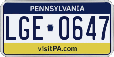 PA license plate LGE0647