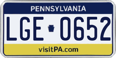PA license plate LGE0652