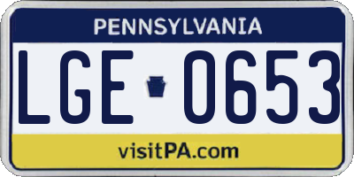 PA license plate LGE0653