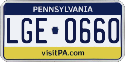 PA license plate LGE0660
