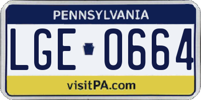 PA license plate LGE0664