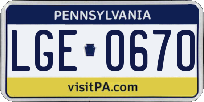 PA license plate LGE0670