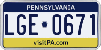 PA license plate LGE0671