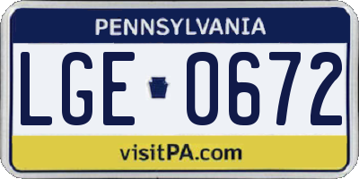 PA license plate LGE0672