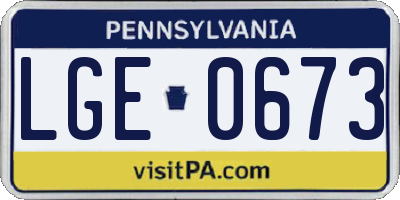 PA license plate LGE0673