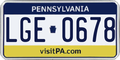 PA license plate LGE0678