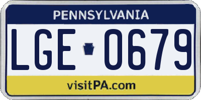 PA license plate LGE0679