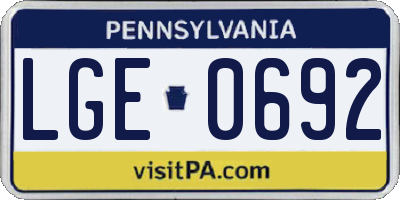 PA license plate LGE0692
