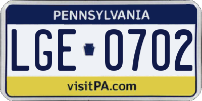 PA license plate LGE0702