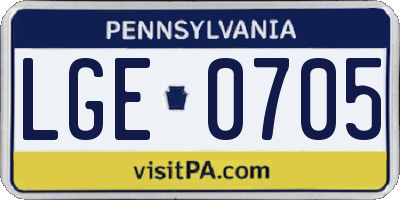 PA license plate LGE0705