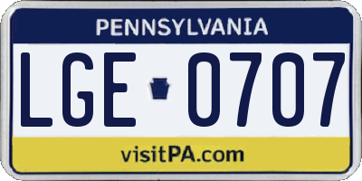 PA license plate LGE0707