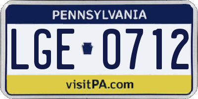 PA license plate LGE0712