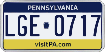 PA license plate LGE0717