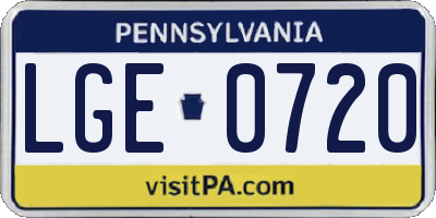 PA license plate LGE0720