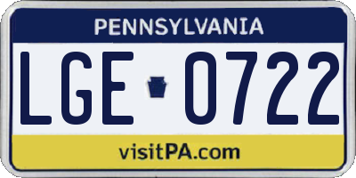 PA license plate LGE0722