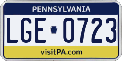 PA license plate LGE0723