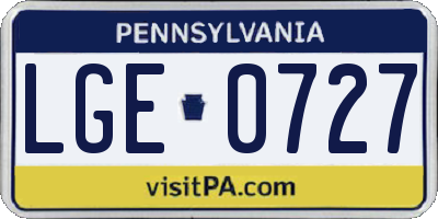PA license plate LGE0727