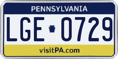 PA license plate LGE0729
