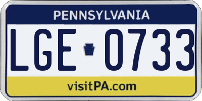 PA license plate LGE0733