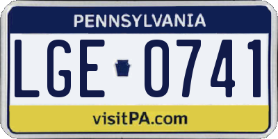 PA license plate LGE0741
