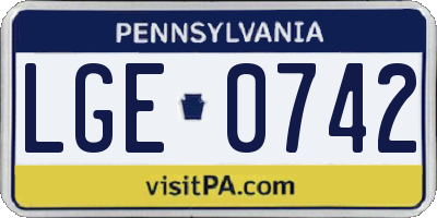 PA license plate LGE0742