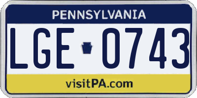 PA license plate LGE0743