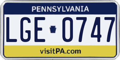 PA license plate LGE0747