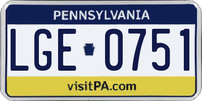 PA license plate LGE0751