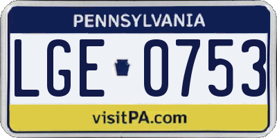 PA license plate LGE0753