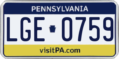 PA license plate LGE0759