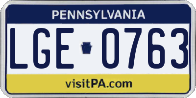 PA license plate LGE0763