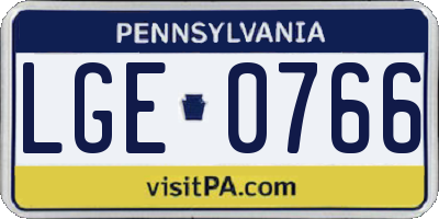 PA license plate LGE0766