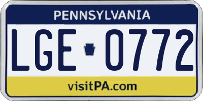 PA license plate LGE0772
