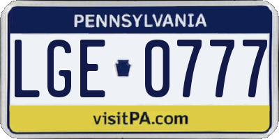PA license plate LGE0777