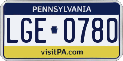 PA license plate LGE0780