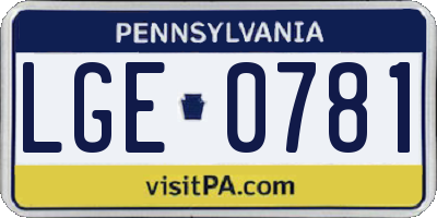 PA license plate LGE0781