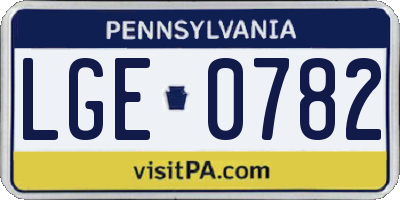PA license plate LGE0782