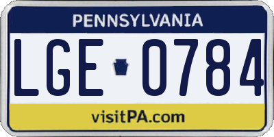 PA license plate LGE0784
