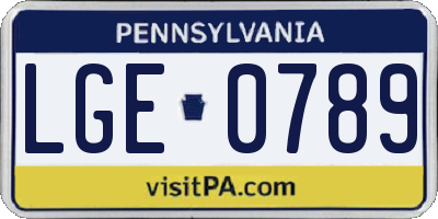 PA license plate LGE0789