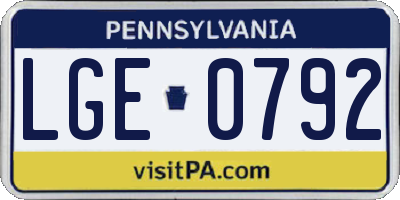 PA license plate LGE0792